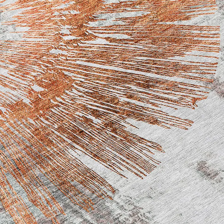8' X 10' Terra Cotta Copper And Taupe Abstract Washable Indoor Outdoor Area Rug
