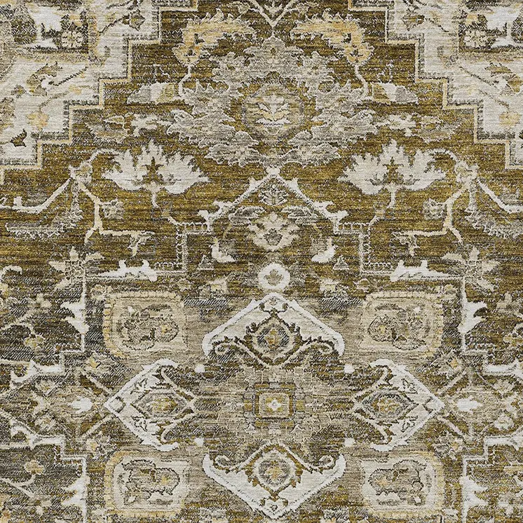 10' X 14' Brown Beige And Taupe Oriental Washable Indoor Outdoor Area Rug
