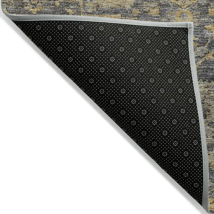 9' X 12' Gray Charcoal And Silver Oriental Washable Indoor Outdoor Area Rug