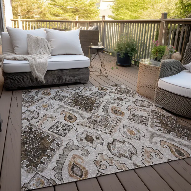 3' X 5' Brown And Beige Moroccan Washable Indoor Outdoor Area Rug