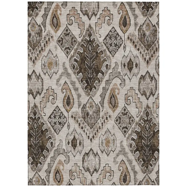 3' X 5' Brown And Beige Moroccan Washable Indoor Outdoor Area Rug