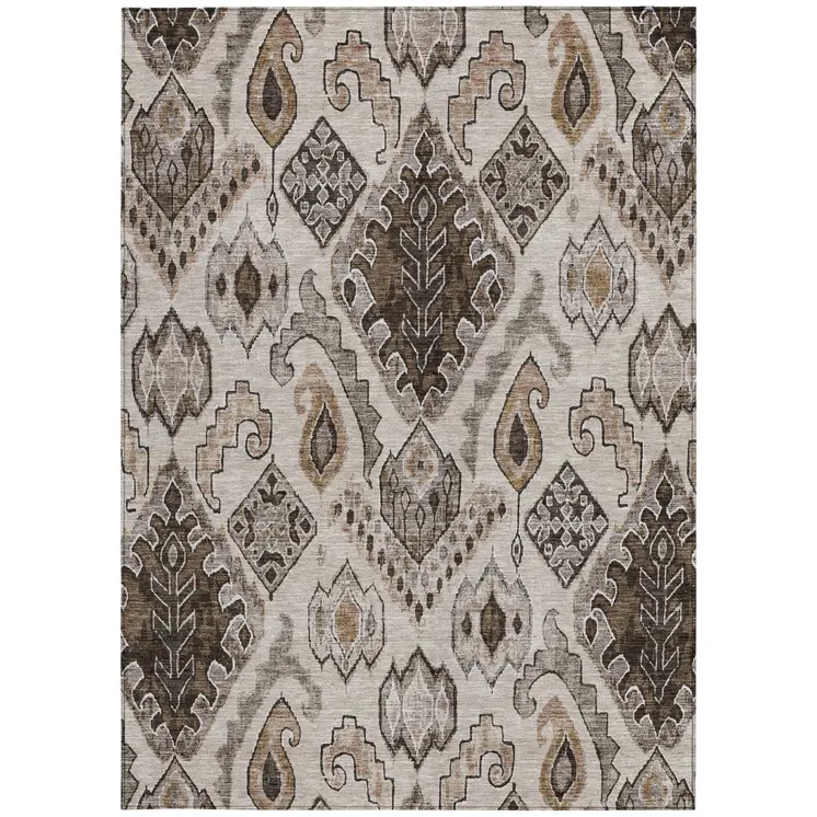 3' X 5' Brown And Beige Moroccan Washable Indoor Outdoor Area Rug