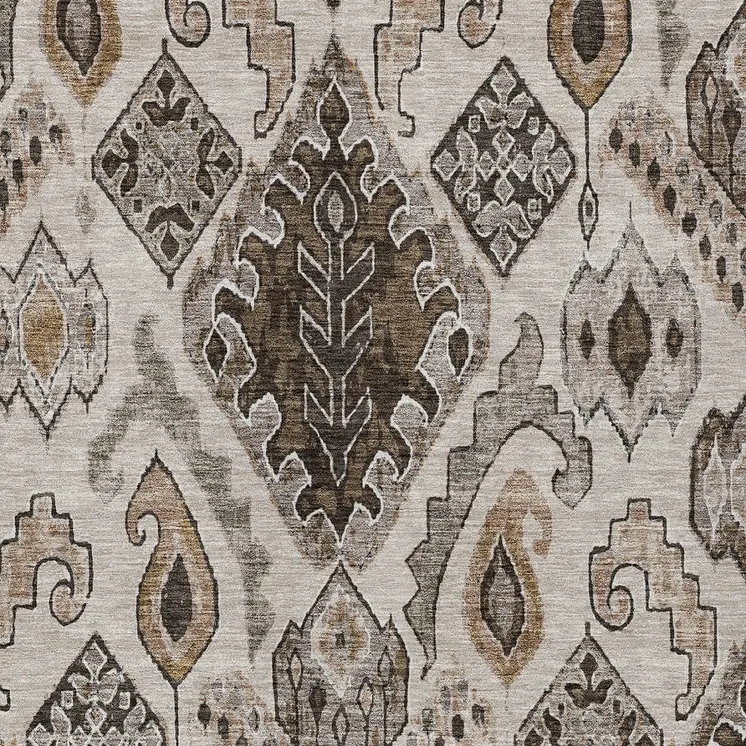 8' X 10' Brown And Beige Moroccan Washable Indoor Outdoor Area Rug