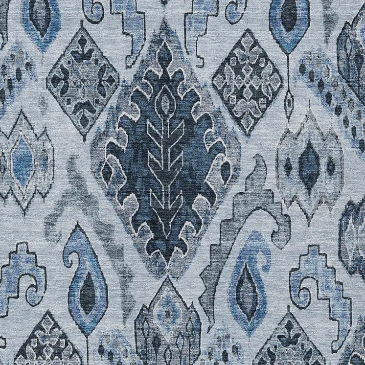 8' X 10' Denim Blue And Sky Blue Moroccan Washable Indoor Outdoor Area Rug