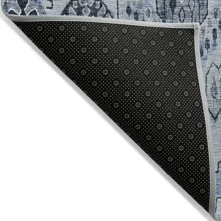 9' X 12' Denim Blue And Sky Blue Moroccan Washable Indoor Outdoor Area Rug