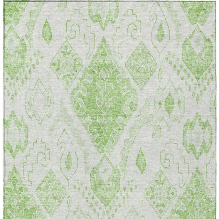 8' X 10' Artichoke Green Mint Green And Ivory Moroccan Washable Indoor Outdoor Area Rug