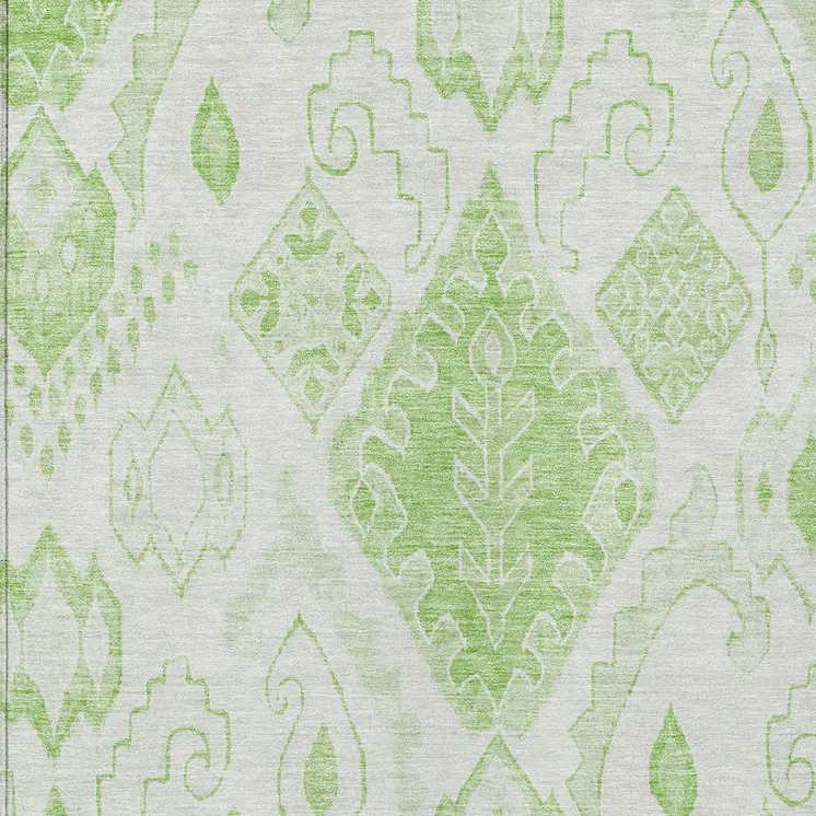 9' X 12' Artichoke Green Mint Green And Ivory Moroccan Washable Indoor Outdoor Area Rug