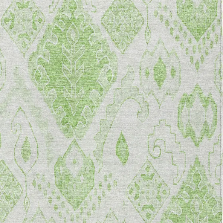 10' X 14' Artichoke Green Mint Green And Ivory Moroccan Washable Indoor Outdoor Area Rug