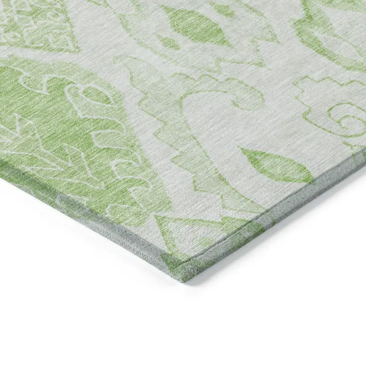 10' X 14' Artichoke Green Mint Green And Ivory Moroccan Washable Indoor Outdoor Area Rug