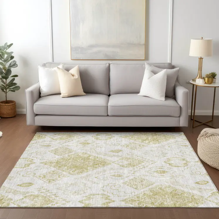 3' X 5' Beige Tan And Ivory Moroccan Washable Indoor Outdoor Area Rug