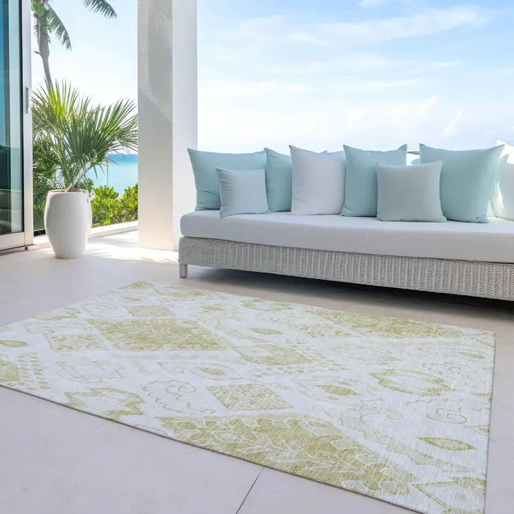 8' X 10' Beige Tan And Ivory Moroccan Washable Indoor Outdoor Area Rug