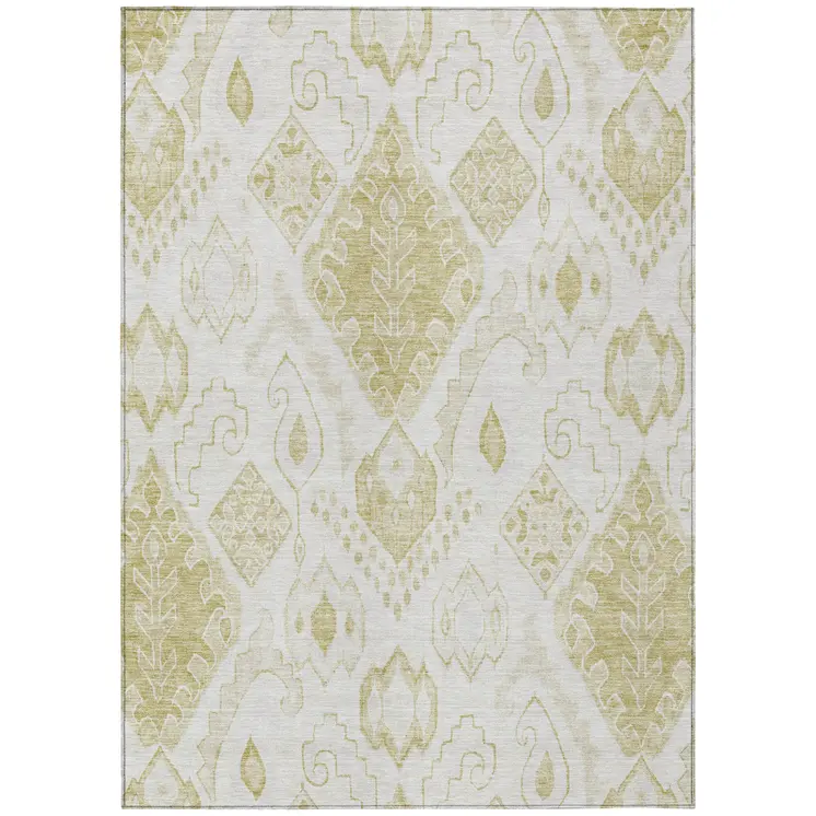 8' X 10' Beige Tan And Ivory Moroccan Washable Indoor Outdoor Area Rug