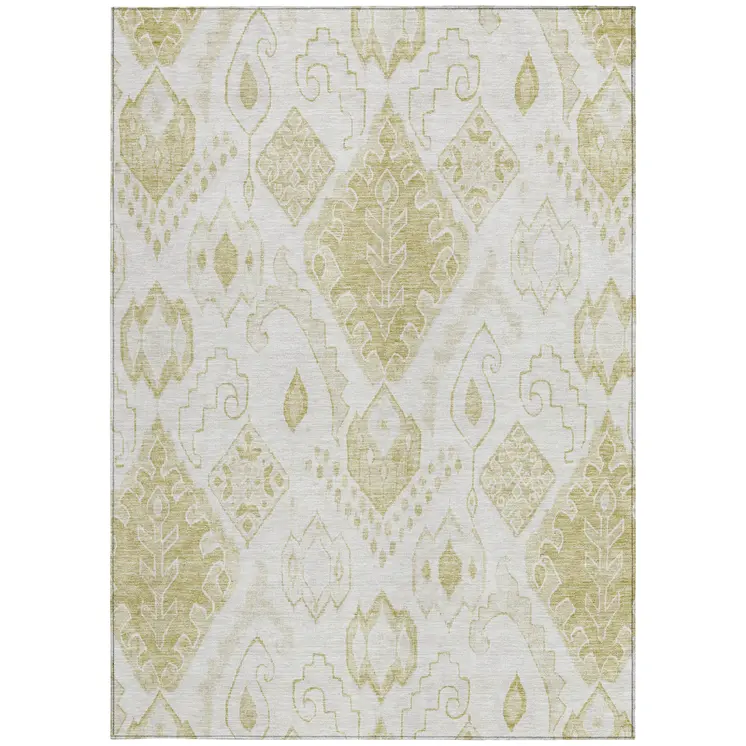 10' X 14' Beige Tan And Ivory Moroccan Washable Indoor Outdoor Area Rug