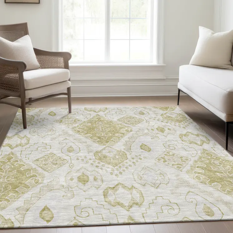 10' X 14' Beige Tan And Ivory Moroccan Washable Indoor Outdoor Area Rug
