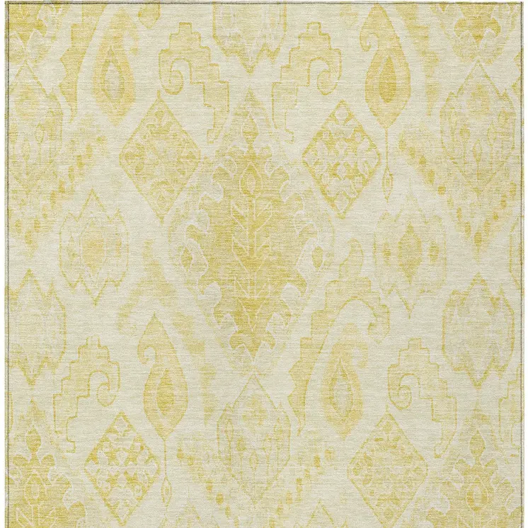3' X 5' Gold Ivory And Beige Moroccan Washable Indoor Outdoor Area Rug