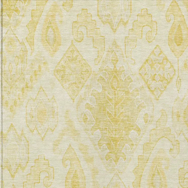 3' X 5' Gold Ivory And Beige Moroccan Washable Indoor Outdoor Area Rug