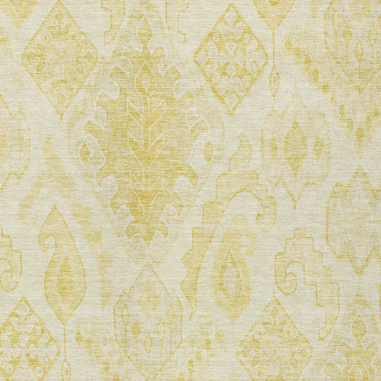 5' X 8' Gold Ivory And Beige Moroccan Washable Indoor Outdoor Area Rug