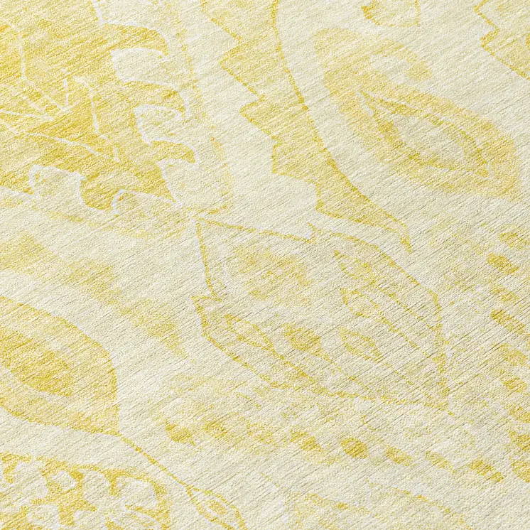 8' Gold Ivory And Beige Round Moroccan Washable Indoor Outdoor Area Rug