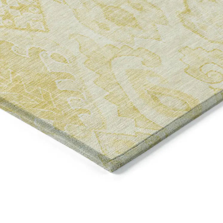 9' X 12' Gold Ivory And Beige Moroccan Washable Indoor Outdoor Area Rug