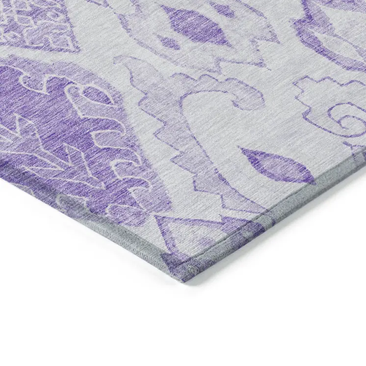 8' X 10' Purple Lavender And Ivory Moroccan Washable Indoor Outdoor Area Rug