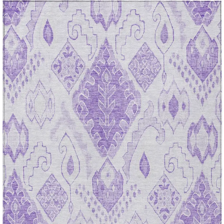 8' X 10' Purple Lavender And Ivory Moroccan Washable Indoor Outdoor Area Rug