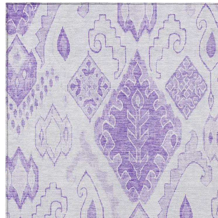 9' X 12' Purple Lavender And Ivory Moroccan Washable Indoor Outdoor Area Rug