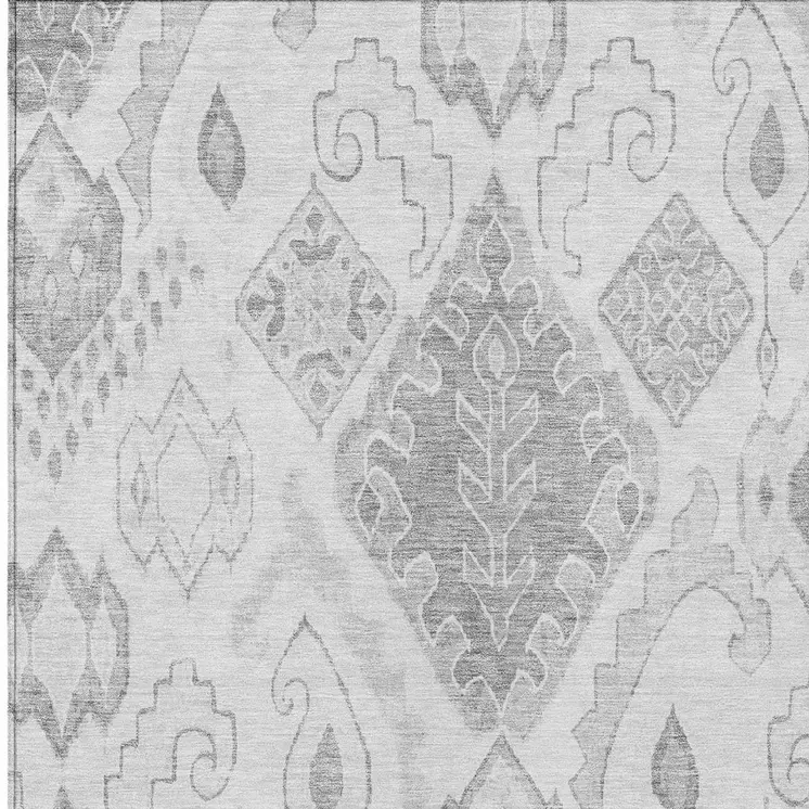 5' X 8' Silver Gray And Charcoal Moroccan Washable Indoor Outdoor Area Rug