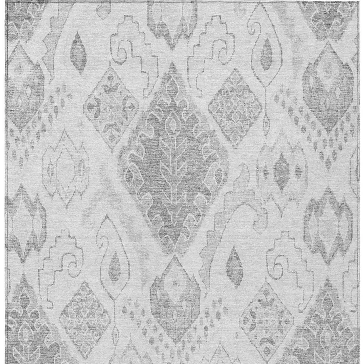 8' X 10' Silver Gray And Charcoal Moroccan Washable Indoor Outdoor Area Rug