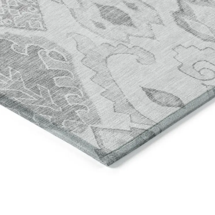 8' X 10' Silver Gray And Charcoal Moroccan Washable Indoor Outdoor Area Rug