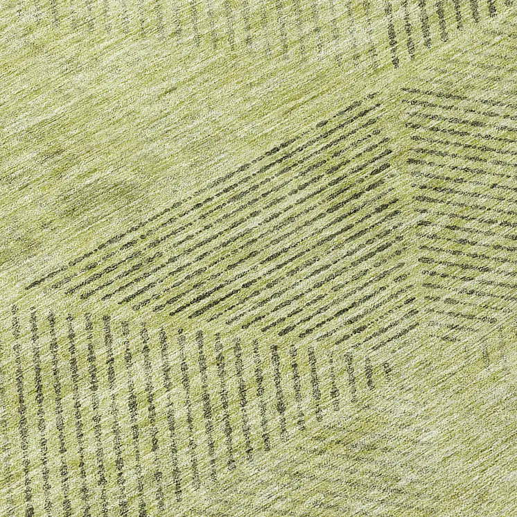 8' Artichoke Green And Fern Green Round Geometric Washable Indoor Outdoor Area Rug