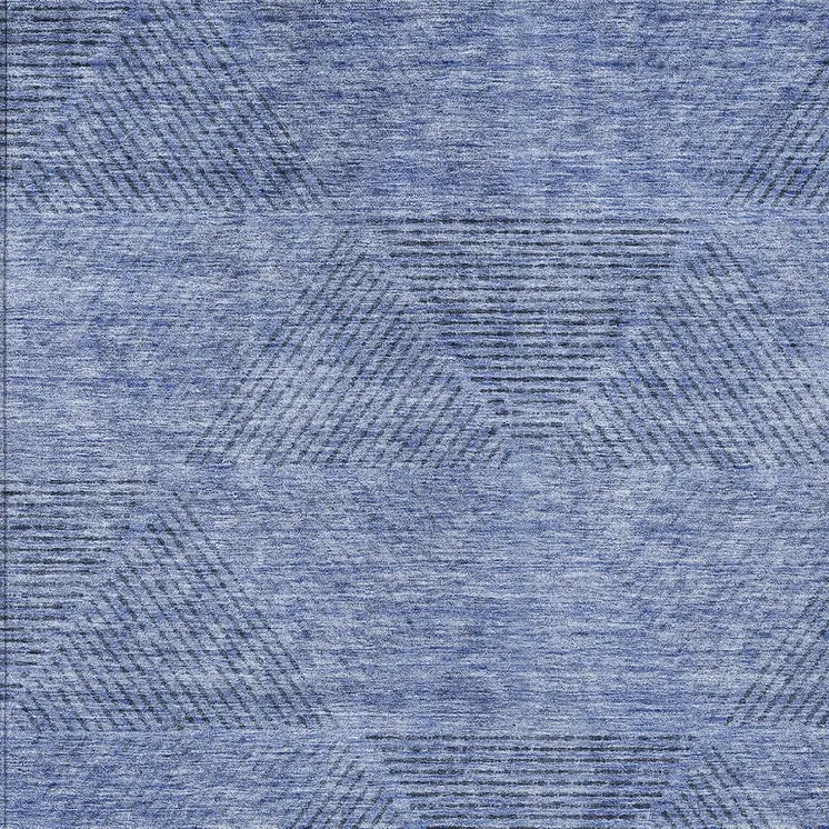 3' X 5' Denim Blue And Sky Blue Geometric Washable Indoor Outdoor Area Rug