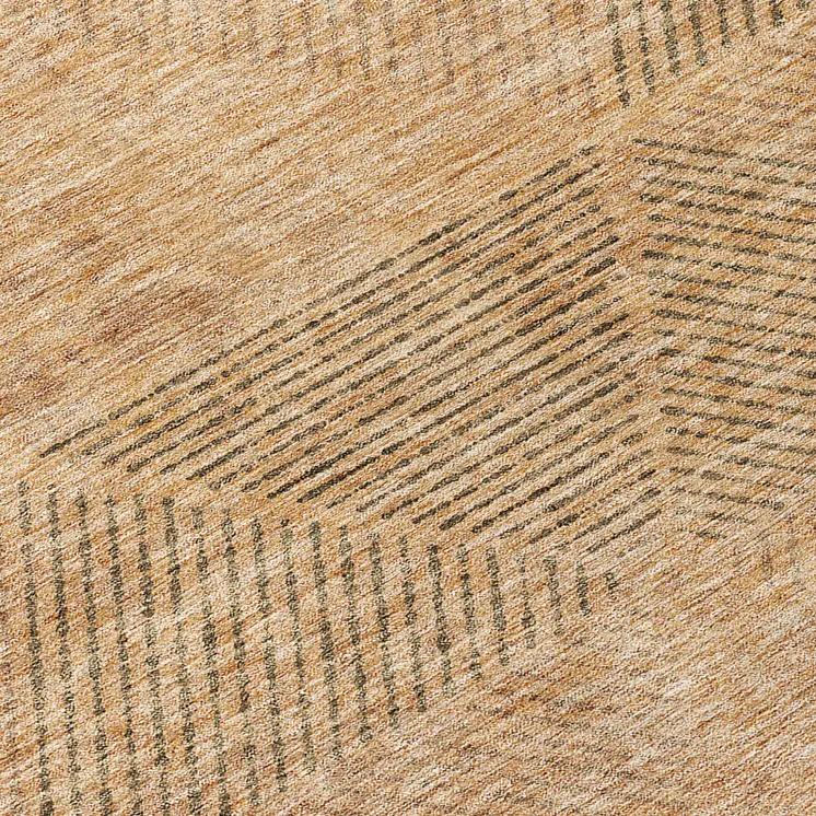 8' Copper Brown And Terra Cotta Round Geometric Washable Indoor Outdoor Area Rug