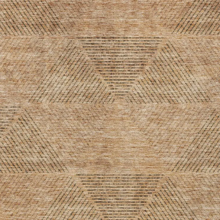 8' X 10' Copper Brown And Terra Cotta Geometric Washable Indoor Outdoor Area Rug