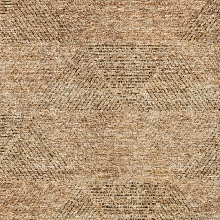 10' X 14' Copper Brown And Terra Cotta Geometric Washable Indoor Outdoor Area Rug