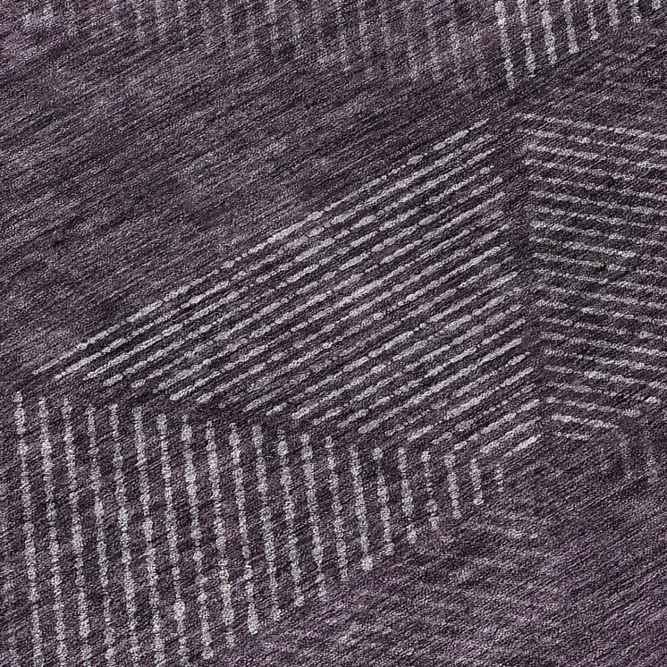 8' Eggplant Purple And Gray Round Geometric Washable Indoor Outdoor Area Rug