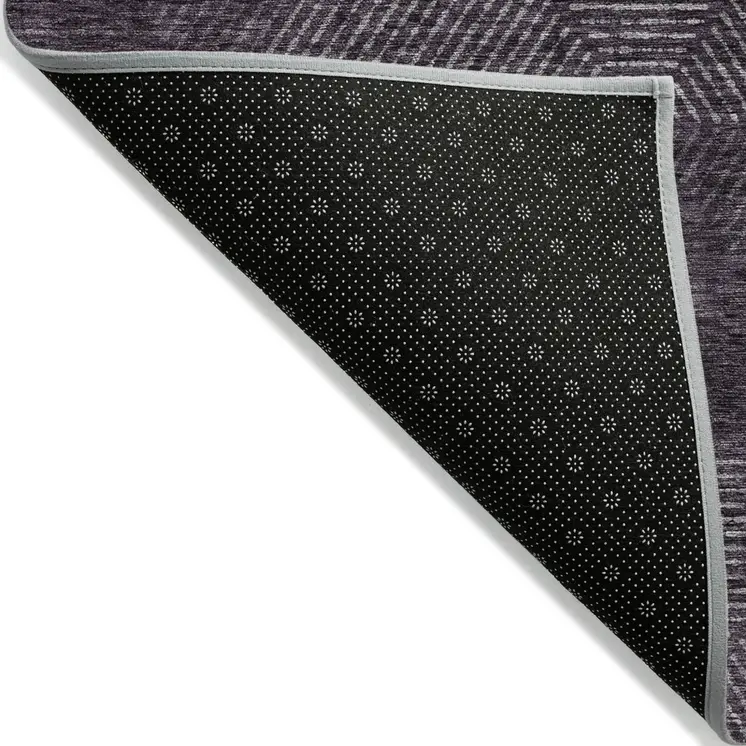 9' X 12' Eggplant Purple And Gray Geometric Washable Indoor Outdoor Area Rug