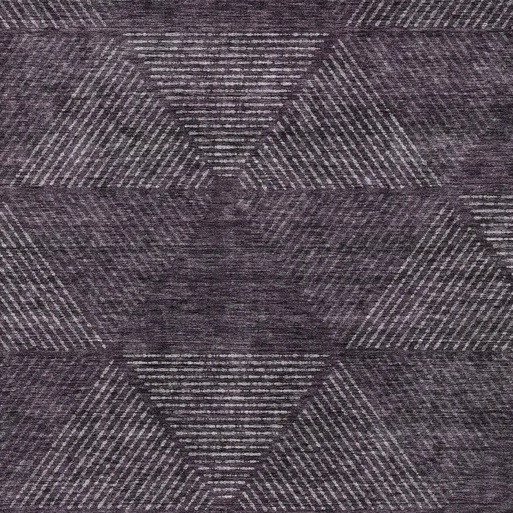 9' X 12' Eggplant Purple And Gray Geometric Washable Indoor Outdoor Area Rug