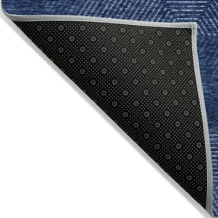 10' X 14' Navy Blue And Sky Blue Geometric Washable Indoor Outdoor Area Rug