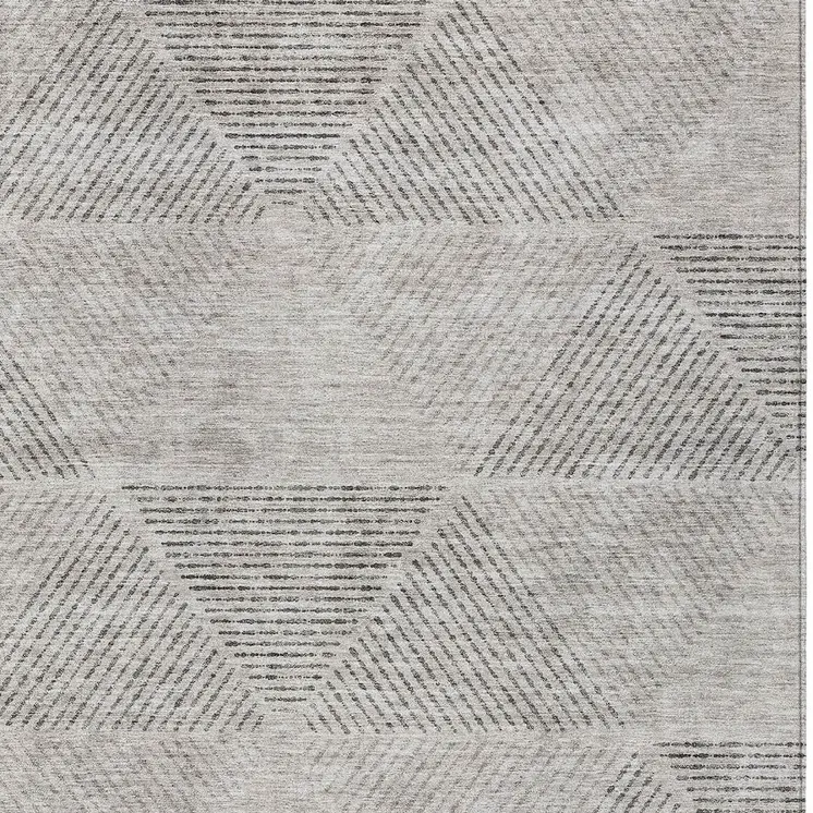 3' X 5' Taupe Brown And Ivory Geometric Washable Indoor Outdoor Area Rug