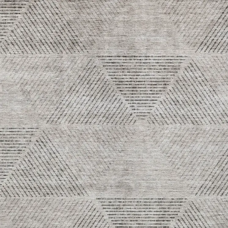 5' X 8' Taupe Brown And Ivory Geometric Washable Indoor Outdoor Area Rug