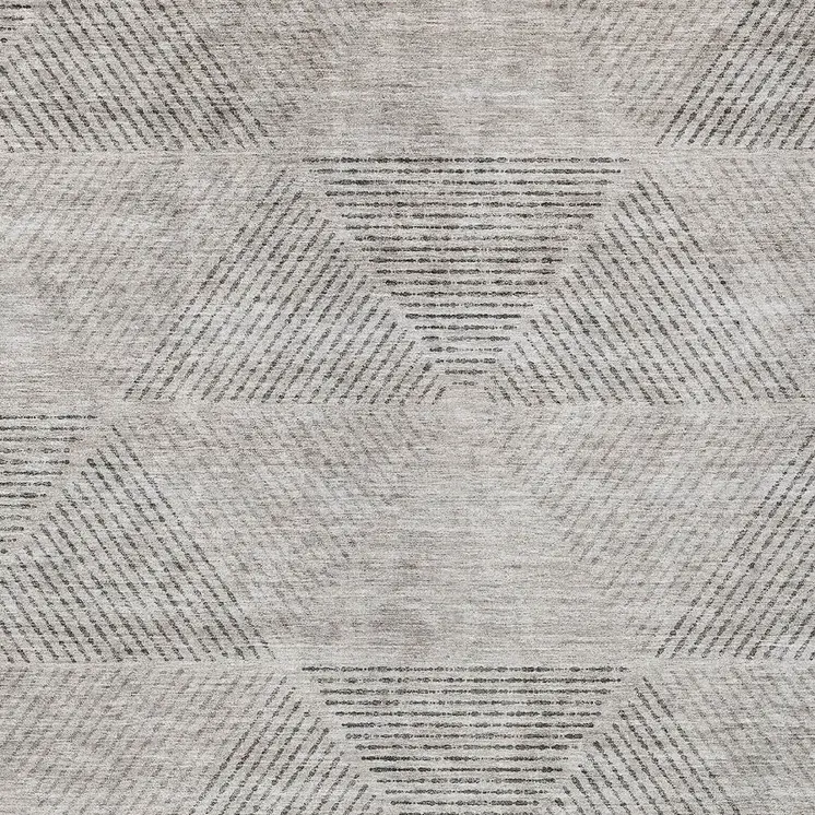 10' X 14' Taupe Brown And Ivory Geometric Washable Indoor Outdoor Area Rug