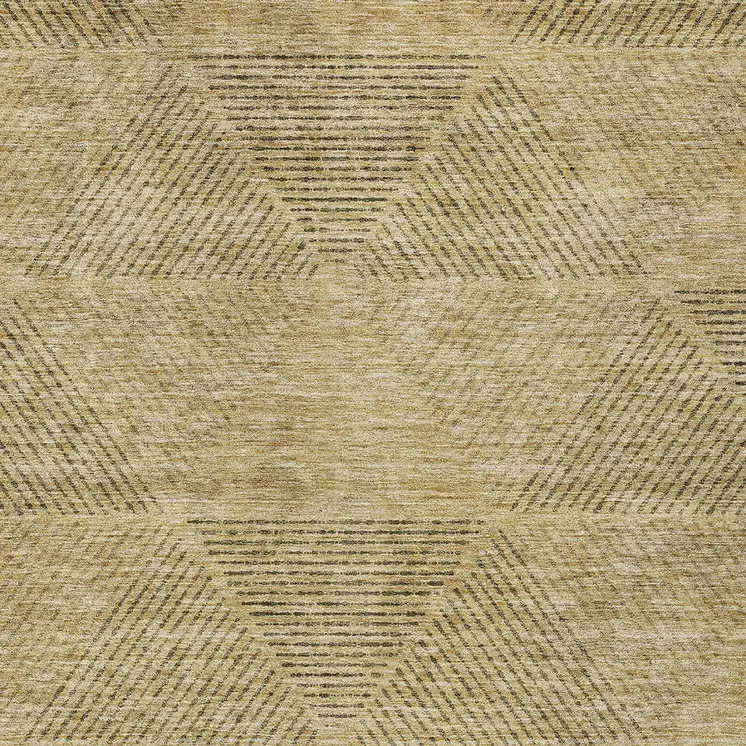 5' X 8' Wheat And Beige Geometric Washable Indoor Outdoor Area Rug
