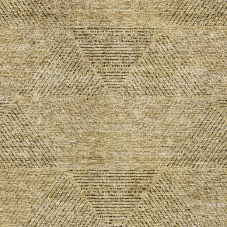 9' X 12' Wheat And Beige Geometric Washable Indoor Outdoor Area Rug