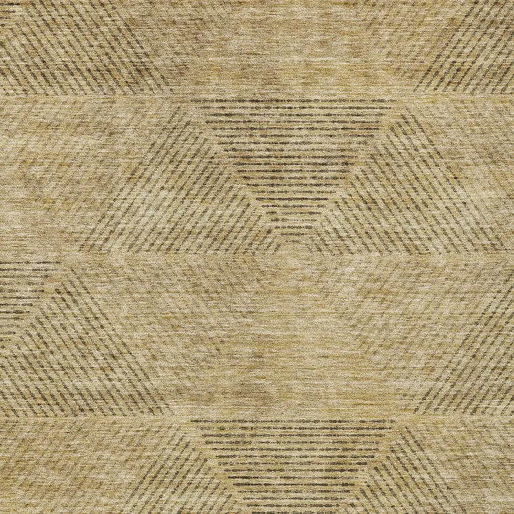 10' X 14' Wheat And Beige Geometric Washable Indoor Outdoor Area Rug