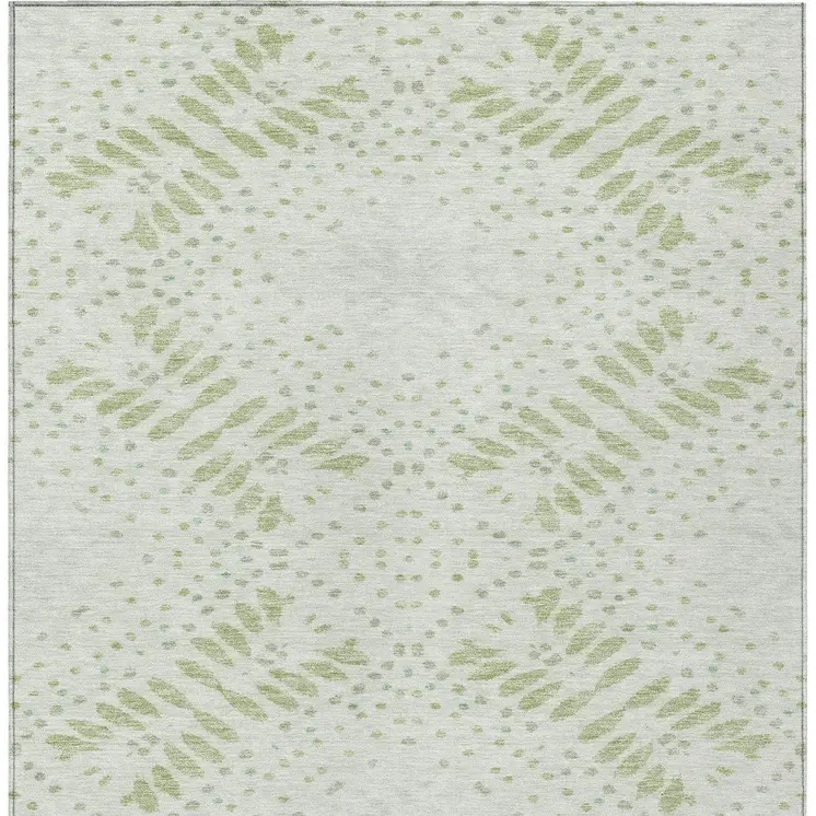 5' X 8' Artichoke Green And Fern Green Floral Washable Indoor Outdoor Area Rug