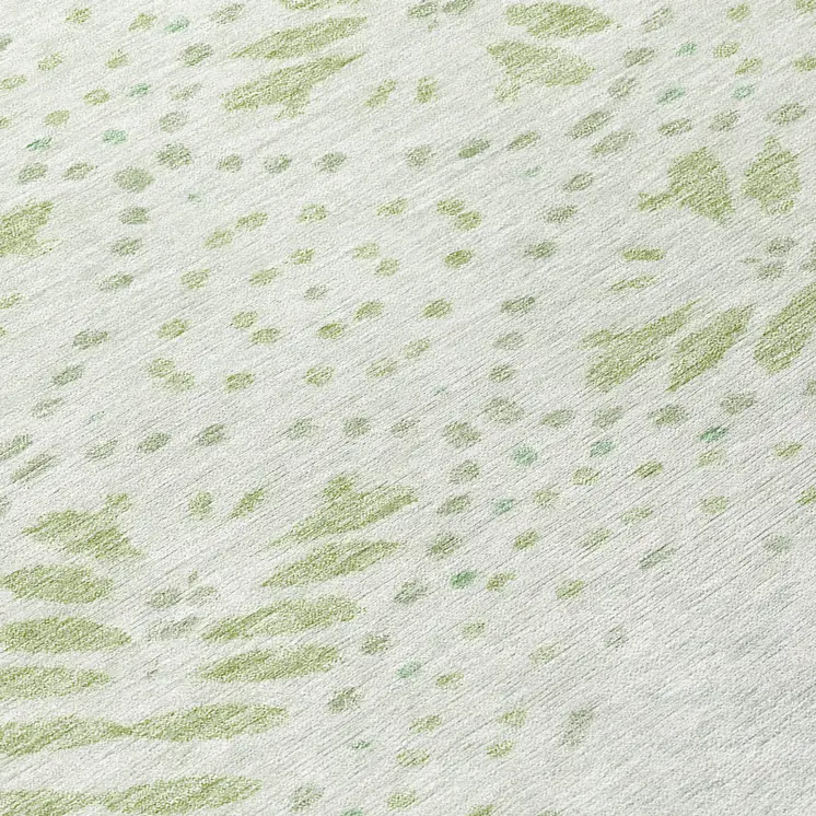 8' Artichoke Green And Fern Green Round Floral Washable Indoor Outdoor Area Rug