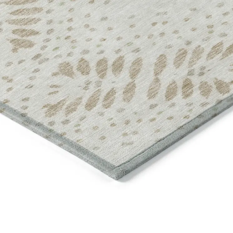 8' X 10' Beige Taupe And Tan Floral Washable Indoor Outdoor Area Rug