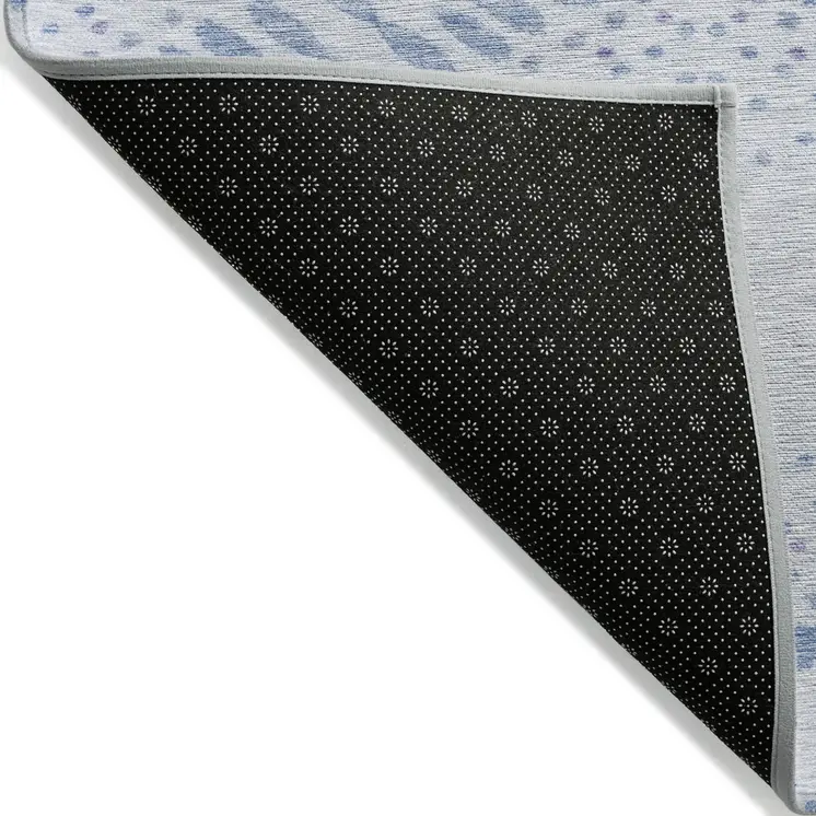 3' X 5' Denim Blue And Sky Blue Floral Washable Indoor Outdoor Area Rug