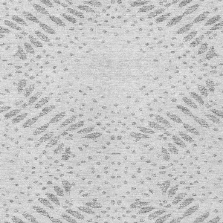 3' X 5' Gray And Silver Floral Washable Indoor Outdoor Area Rug