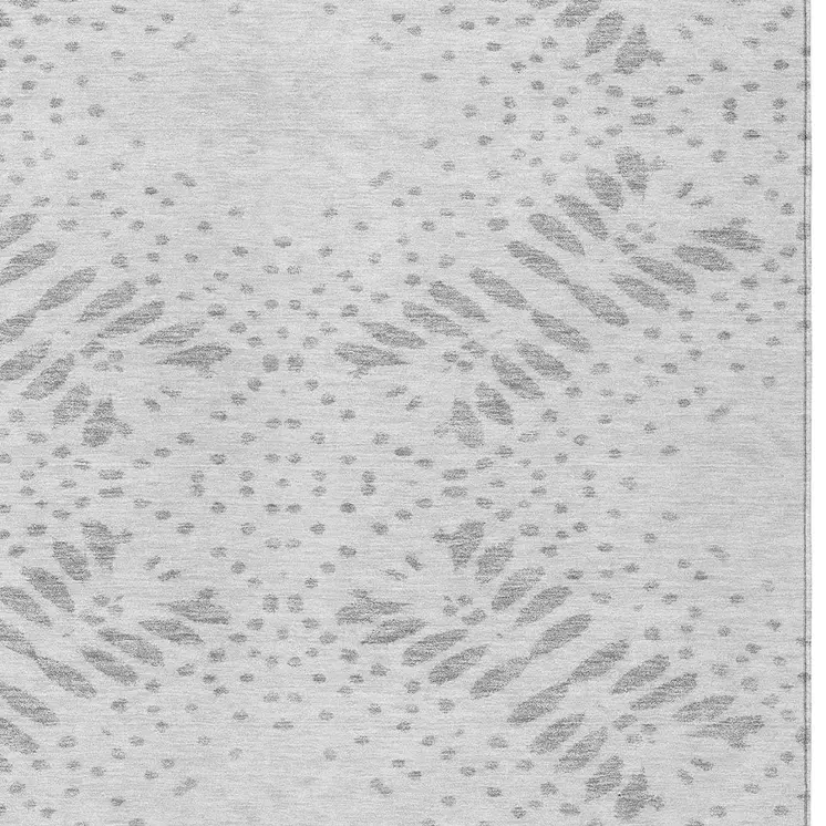 8' X 10' Gray And Silver Floral Washable Indoor Outdoor Area Rug